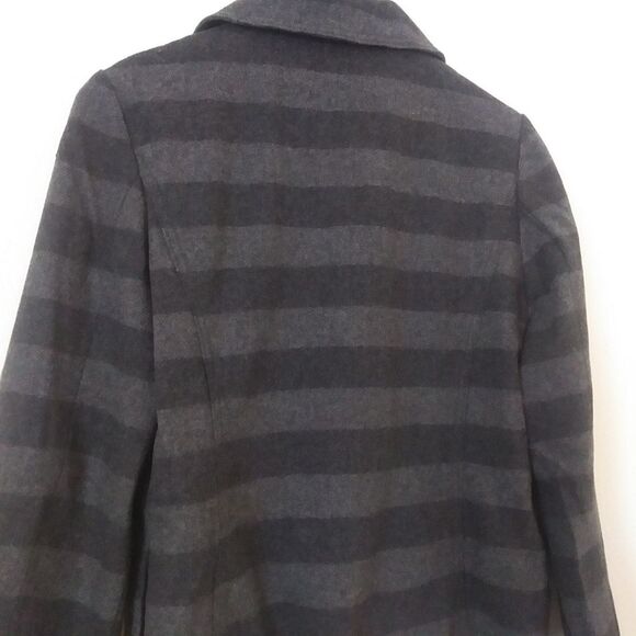 Gap Wool Blend Short Pea Coat, Grey Stripe, Med - Picture 4 of 9